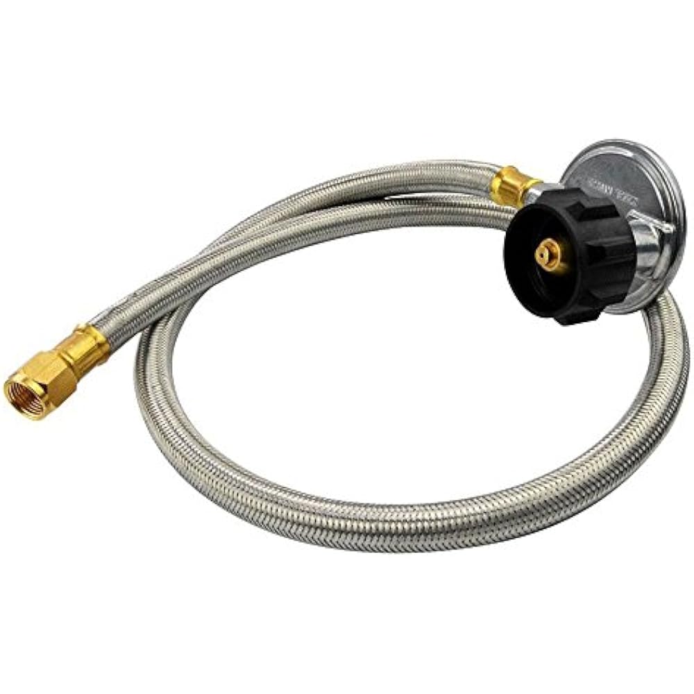 OnlyFire Gas Grill Regulator Connect Propane Hoses Stainless Braid