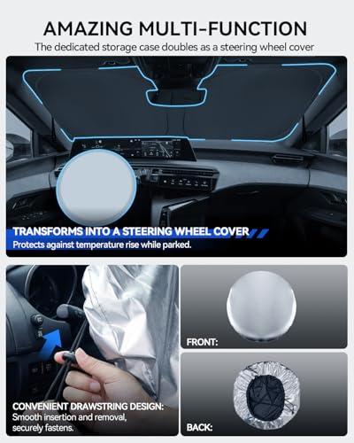 LANTU Sun Visor for Peugeot 3008 2016-2024 Foldable Sun Visor Protection with Storage Pouch UV Sun Umbrella
