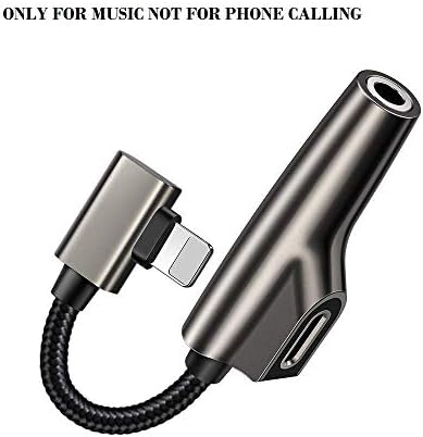 UNMCORE 2 in 1 Elbow Design Charging & 3.5mm Audio Headphone Earphone Converter Jack Connector Cable Compatible with iPhone (Audio Port-Only for Music Not for Phone Calling)