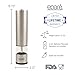 Eparé Salt or Pepper Grinder, Adjustable Ceramic Mill for Pink Himalayan Sea Salts & Black Peppercorns – Battery Powered Steel Electric Spice Shaker – LED Light