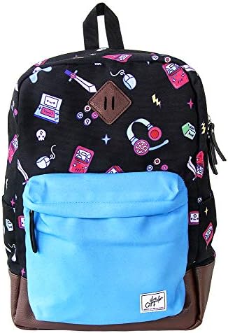 School Backpack Black & Blue for Boys into Gaming | Durable Canvas Material Bookbag for Elementary Junior Middle & High School