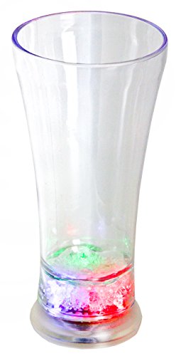 LED-Highlights Led Glas Becher Iceglas 400 ml Led bunt oder blinkend Batterie wechselbar Bar Kunststoff Trinkglas…