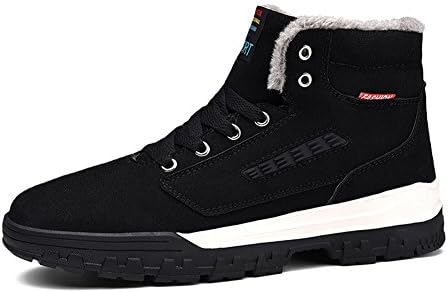 Orlasha Men Winter Snow Boots Warm Sneaker High Top Antiskid Suede Leather Fur Lined Shoes
