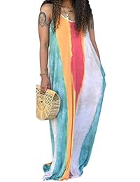 Vestido de mujer con estampado floral y múltiples ondas, con tirantes ajustables, con bolsillos