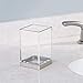 mDesign Modern Square Tumbler Cup for Bathroom Vanity Countertops - for Mouthwash/Mouth Rinse, Storing and Organizing Makeup Brushes, Eye Liners, Accessories - Slim Design, 2 Pack - Clear/Brushed
