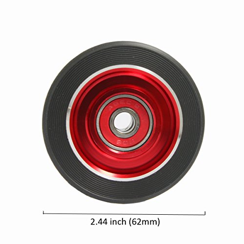 Z-FIRST 62mm Roller Skates Wheels Aluminum Alloy Speed Skate Wheels Replacement Wheels with Abec-9 Bearing (Pack of 4) (Black-Red)