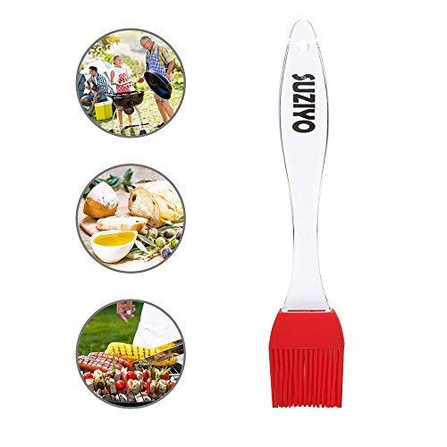 SUZIYO Silicone Basting/Pastry/Grilling/BBQ Brush, Serving for Kitchen Utensil Gadgets, Marinating, Cooking, Baking, Cake Desserts, Steak and More. Set of 2 (Red)