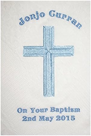 Christening/Baptism/Any Other Occasion Shawl Embroidered with Full Details – (White & Blue)