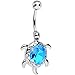 Brilliant Blue Swimming Turtle Belly Ring