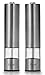 Electric Lerutti Salt and Pepper Grinder Set | Battery Operated Stainless Steel Grinders (Pack of 2) | Automatic Mills with LED Light and Caps at Bottom | Electronic Adjustable Shakers