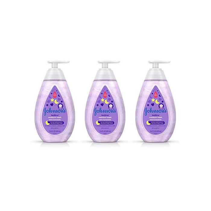 Johnson's Bedtime Baby Moisture Body Wash with Coconut Oil, Washes Away 99.9% of Germs, Tear-Free Night Time Bath Wash…