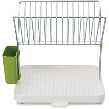 Joseph Joseph 85083 Y-rack Dish Rack and Drainboard Set with Cutlery Organizer Drainer Drying Tray Large for Kitchen, White
