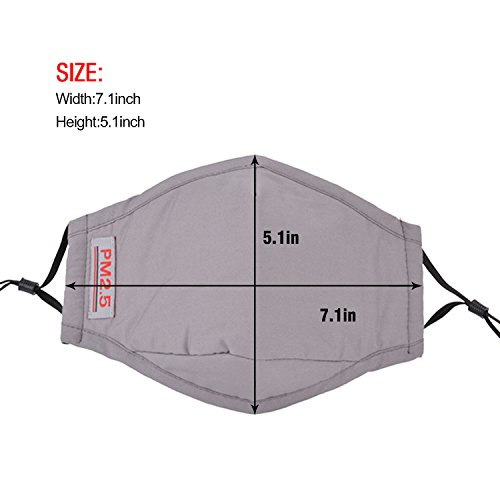 Dust Mask,Aniwon 3 Pack Anti Dust Pollution Mask with 6 Pcs Activated Carbon Filter Insert Washable Cotton Mouth Mask with Adjustable Straps - Thumbnail 5