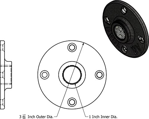 1" inch Flange Black Malleable Iron Floor Pipe Fittings for Industrial Pipe Furniture & DIY DÃ©cor [ Pack of 10]