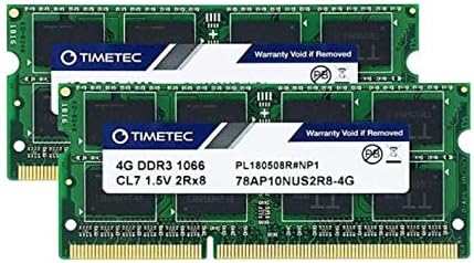 Timetec 8GB KIT(2x4GB) DDR3 1066MHz PC3-8500 Non-ECC Unbuffered 1.5V CL7 2Rx8 Dual Rank 204 Pin SODIMM Laptop Notebook PC Computer Memory RAM Module Upgrade