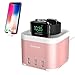 Simpeak Aluminum 4 Port USB Charger Stand for Apple Watch 1/2/3 [Nightstand Mode], with Phone Holder Charger Stand for iWatch, iPhone 5/6/7/8/X and other Smartphone,iPad - Rose Gold