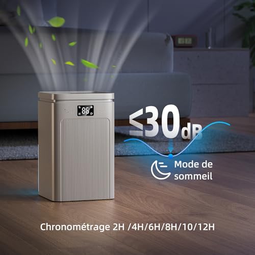 Electric Home Dehumidifier Anti Mould 2200 ml Portable – Ultra Quiet, Timer 2-12 h, Automatic Shut-off | 7 Colours LED | for Bathroom, Bedroom, Wardrobe (Pink)
