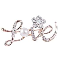 Potelin Premium Quality Women Rhinestone Love Flower Wedding Bridal Pin Dress Scarves Shawl Clip Ladies Jewelry Bag Ornament Love Gift