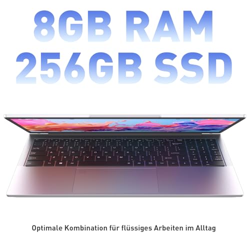 Auusda Laptop 17.3 Inch Notebook, 8GB DDR4 RAM 256GB SSD, 3250C Processor, Fingerprint Sensor, Illuminated Keyboard, Numeric Keypad, Privacy Camera Cover, Lightweight Notebook for School & Office