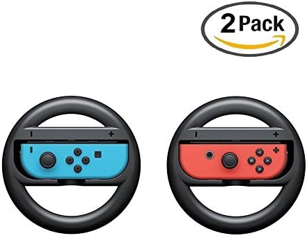 Steering Wheel for Nintendo Switch, Aroek Nintendo Switch Joy-Con Wheel Pair, Black
