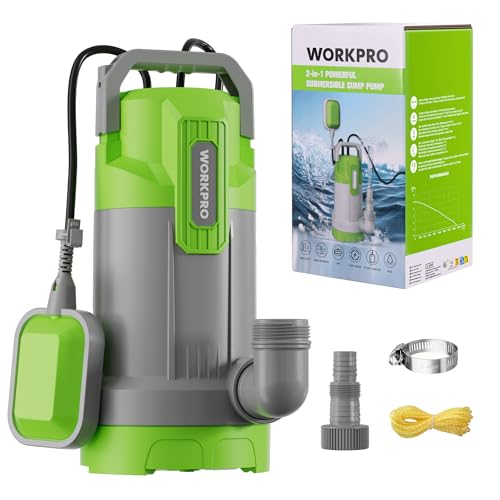 WORKPRO Submersible Dirty Water Pump 700 W, Water Pump with Float Switch, Maximum Flow Rate 17,000 L/h, Immersion Depth 7 m, for Basements, Pools and Garden Drainage