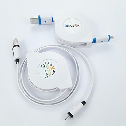 ZMD(TM) 2-PACK!EXTRAL LONG 6ft/ nearly 2 meters! Retractable Micro USB Retractable Cable, High Speed Retractable Sync &amp; Charge Micro-USB Data Cable for Samsung lg htc sony (2-PACK!BLACK AND WHITE)