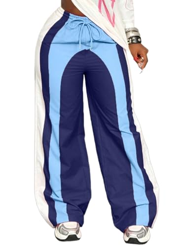 EHYFFYH Women's Y2K Wide Straight Leg Oversized Sweatpants with Pockets Blue Green Yellow at Amazon