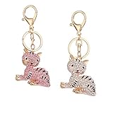 Elegant Alloy Cat Pendant Charms Keychain Rust Resistant Alloy & Crystals Keyring Unique Backpack Handbag Purse Mobile Bling-Bling Decoration Gadgets Accessories (Silver, One)