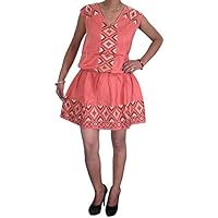 Mogul Interior Bohemian Beach Dress Fashionable Hippie Cotton Short Dresses for Her (Chest-34)