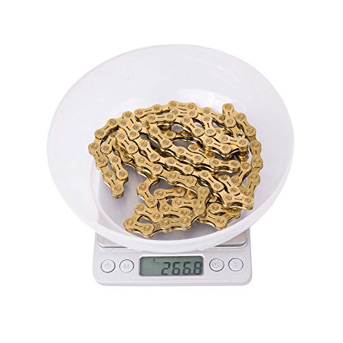 Ztto Gold Silver Grey Bicycle Chain for 7 8 9 10 11 12 14 16 18 21 22 24 27 30 33 Speed Mountain Bike and Road Bicycles (Gold with Hollow Plate, 11 Speed)