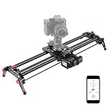 Neewer Camera Slider Motorized, 31.5-inch APP Control Carbon Fiber Track Dolly Rail with Mute Motor/Time Lapse Video Shot/Follow Focus Shot/120 Degree Panoramic Shot for DSLRs, Load up to 22 lbs