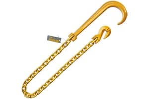 YELLOW LIFTING 3/8"x10' Grade 80 J Hook Chain Grab Hook Tow Chain Wrecker Recovery Chain WLL 7100 LBS