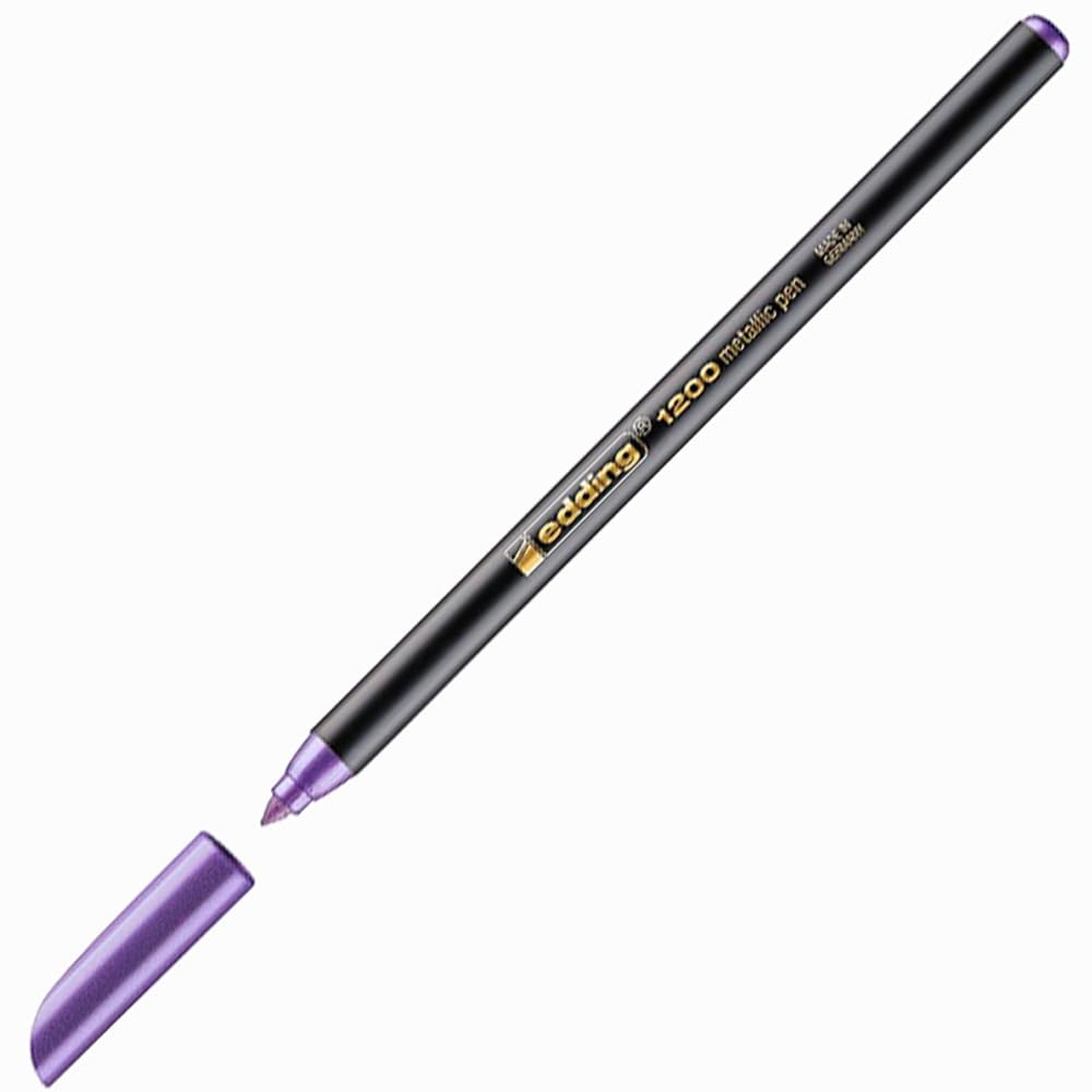 edding 1200 metallic colour pen - violet metallic - 1 pen - round nib 1-3 mm - glitter metallic marker for writing, drawing and sketching-for guests books,card making,DIY photo albums and scrapbooking