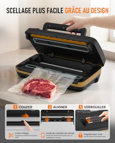 AbleMark Professional Household Vacuum Sealer 95 kPa, 18 in 1 Food Vacuum Packaging Machine, Double Seal Vacuum Sealer, Integrated Cutter, Dry/Wet, Sous Vide