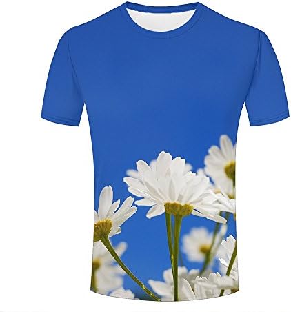 liujinsheng Mens T-Shirts 3D Print Pretty Daisy Stylish Graphic Casual Short Sleeve Couple Tees Tops M