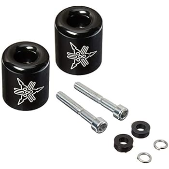 Krator WBE004-B Black Slider (Yamaha Tuning Forks Logo Engraved Bar Ends Weights-YZF R1 R6 FJR 1300 (1998-2012)