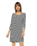 Striped 3/4 Tabbed Sleeve Midi T Shirt Dress Elain & J