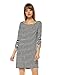 Striped 3/4 Tabbed Sleeve Midi T Shirt Dress Elain & J
