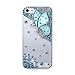 Hundromi iPhone 6S Case,iPhone 6 Case, iPhone 6/6s 3D Bling Cristal Handmade Rhinestone Diamond Hard Shell Anti-Scratch White Back Case for iPhone 6/6s 4.7 inch Screen(Blue Butterfly)