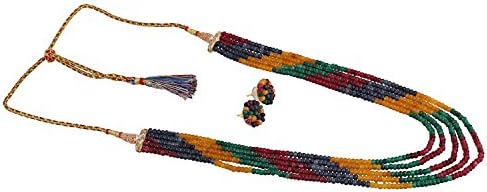 Beunew DS 5 Layer Multicolour Real Onyx Stone Beads Necklace with Earrings for Women