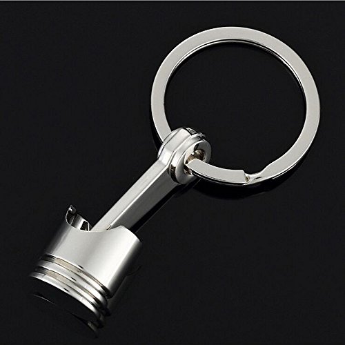 Fitfulvan Clearance Deal! Trendy Car Engine Silvery Piston Key Ring Chain Keychain Key Fob (Silver)