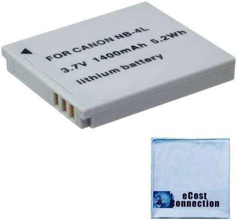 NB-4L Battery Replacement for Canon PowerShot ELPH Series 100 HS, 300 HS, 310 HS, 330 HS, Camera &More+ Microfiber Cloth