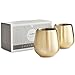 VonShef Double Walled Stemless Gold Wine Glass, Stainless Steel, Set of 2