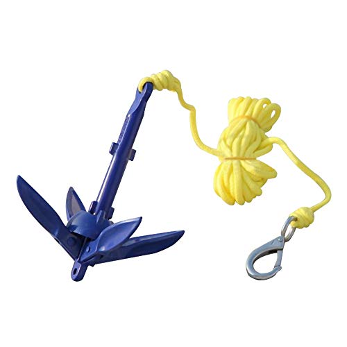 Grapnel Anchor Folding Compact Anchor with Rope for Kayaks, Canoes, Paddle Boards (Blue)