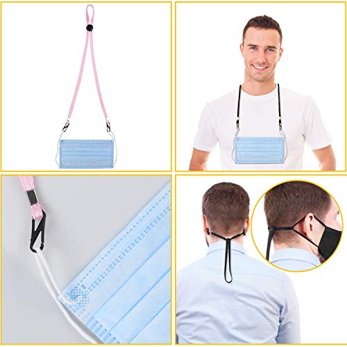 10PCS Face Mask Lanyard for Kids/Adults, Adjustable Length Mask Lanyard With Clips,Comfortable fits Back of Head or Neck, Relax Your Ear, Holder Strap to Keep Around Neck for Your Convenient Life