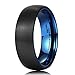 King Will Duo Blue Black Dome Tungsten Carbide Ring High Polished Brushed Wedding Band 5mm/7mm