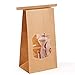 GSSUSA Bakery Bags Paper Treat Bags Resealable Kraft Paper Bags Cookie Popcorn Bags with Windows, 3.54x2.36x6.7, Pack of 100 (Brown)