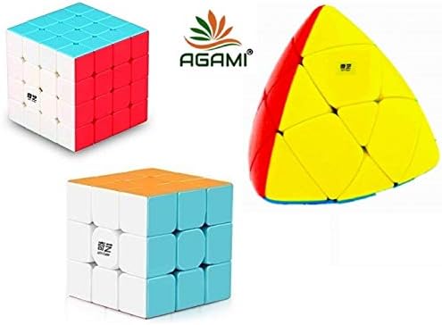 AGAMI Combo of QIYI Warrior W 3x3 ,QIYI Qiyuan S 4x4 & QIYI Mastermorphix High Speed Stickerless Cubes 3D Puzzle Cubes