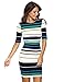 MakeMeChic Women's Striped Half Sleeve Wear to Work Penicl Dress Multicolor M