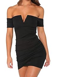 Vestido sexy para mujer con cuello en V, manga corta, para el cuerpo y el club
